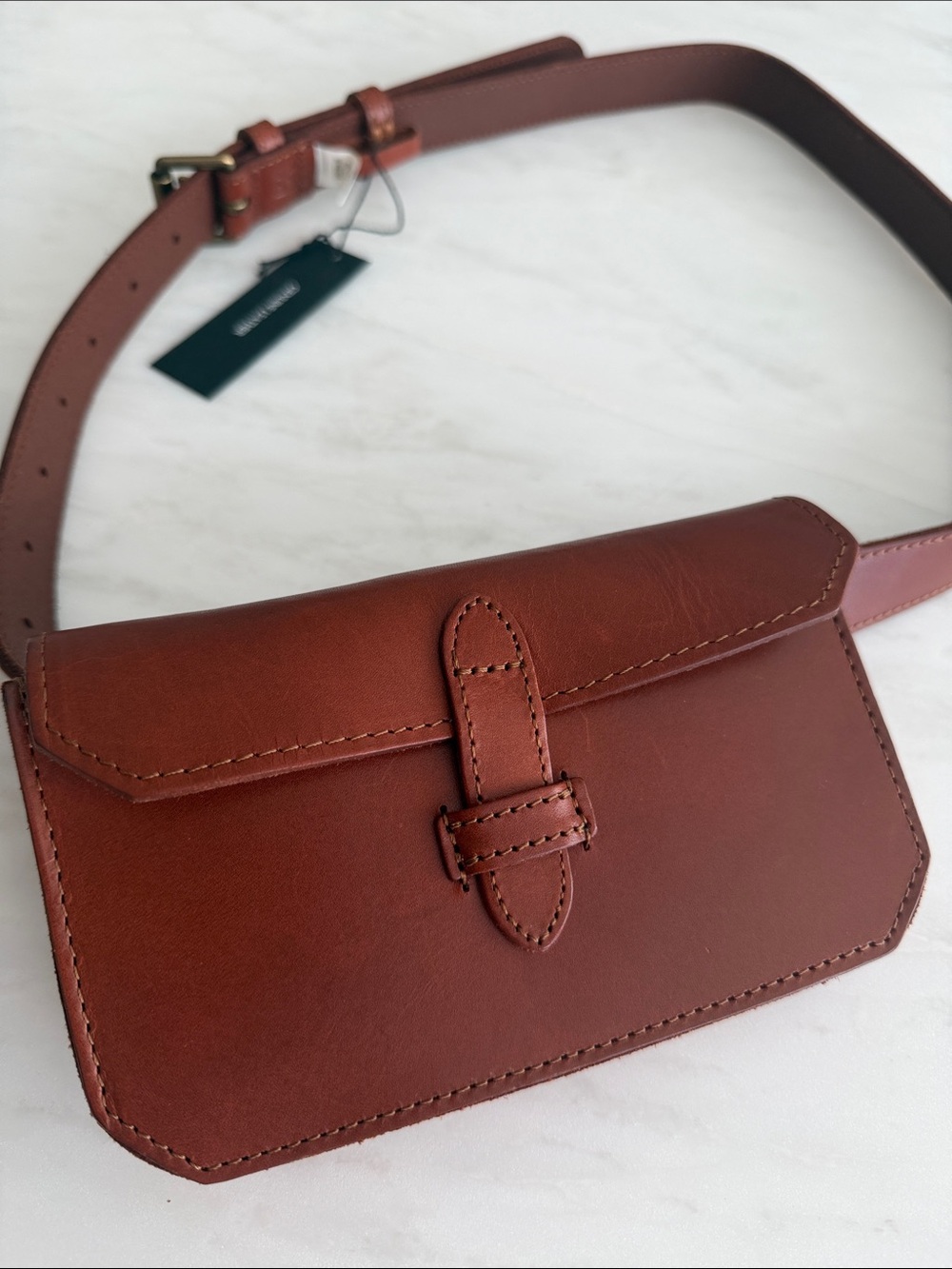 Banana Republic Tan cuoio Leather Belt Bag  - can use each separately) OS NWT